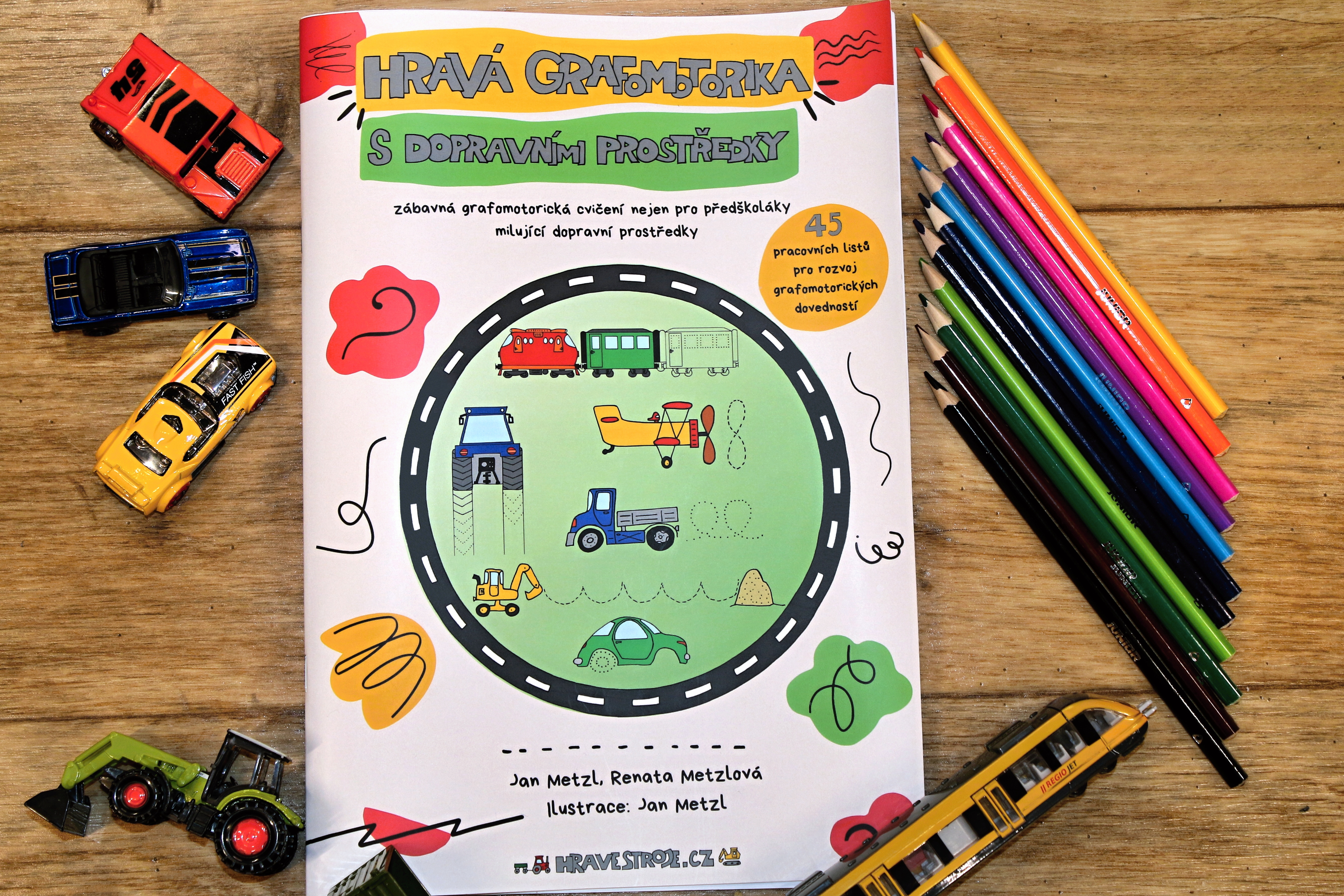 1.Grafomotorika s dopravními prostředky Hravé stroje pracovní listy vlaky auta traktory_1